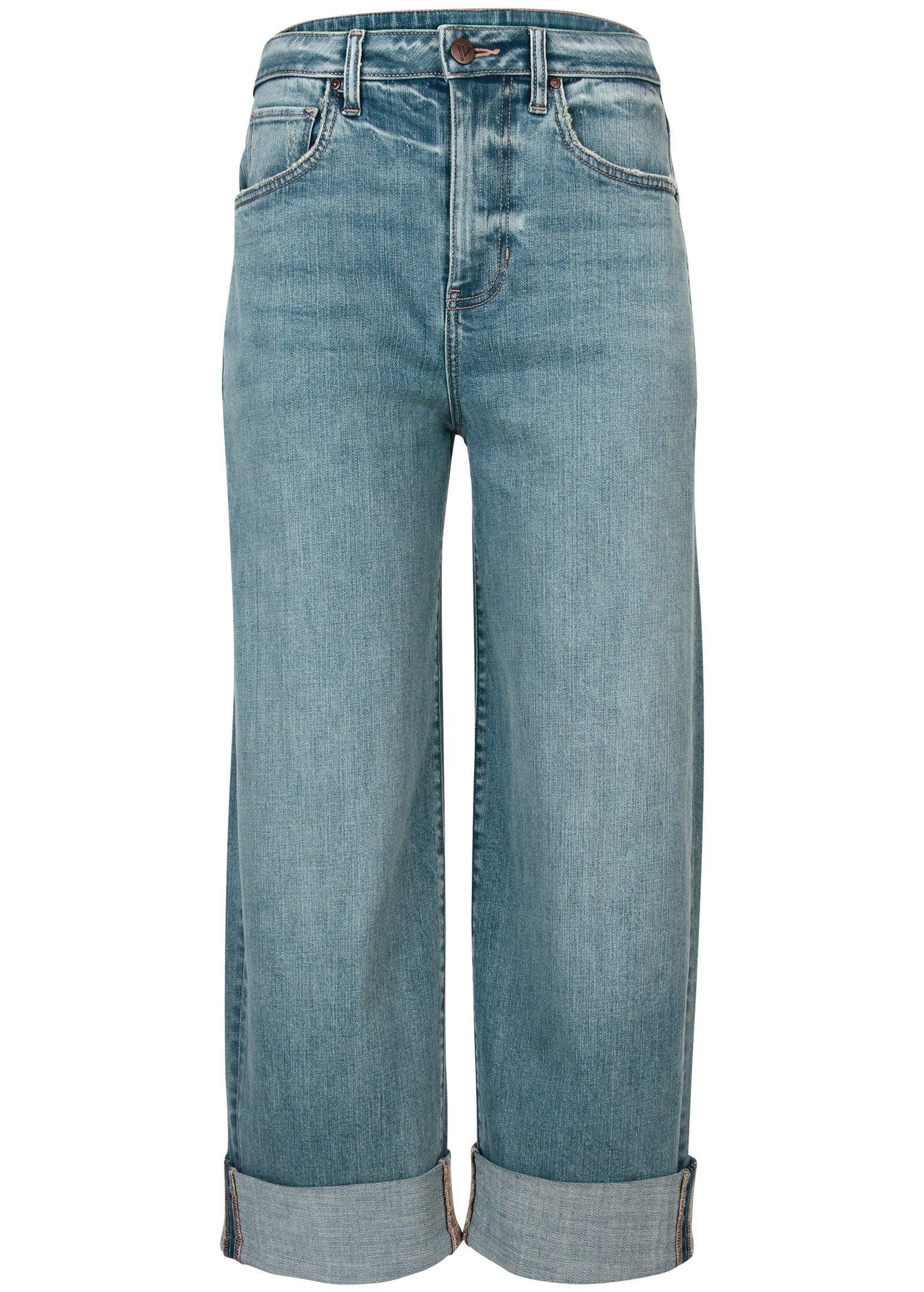 Rolled Hem Wide Leg Jeans - Light Wash product image