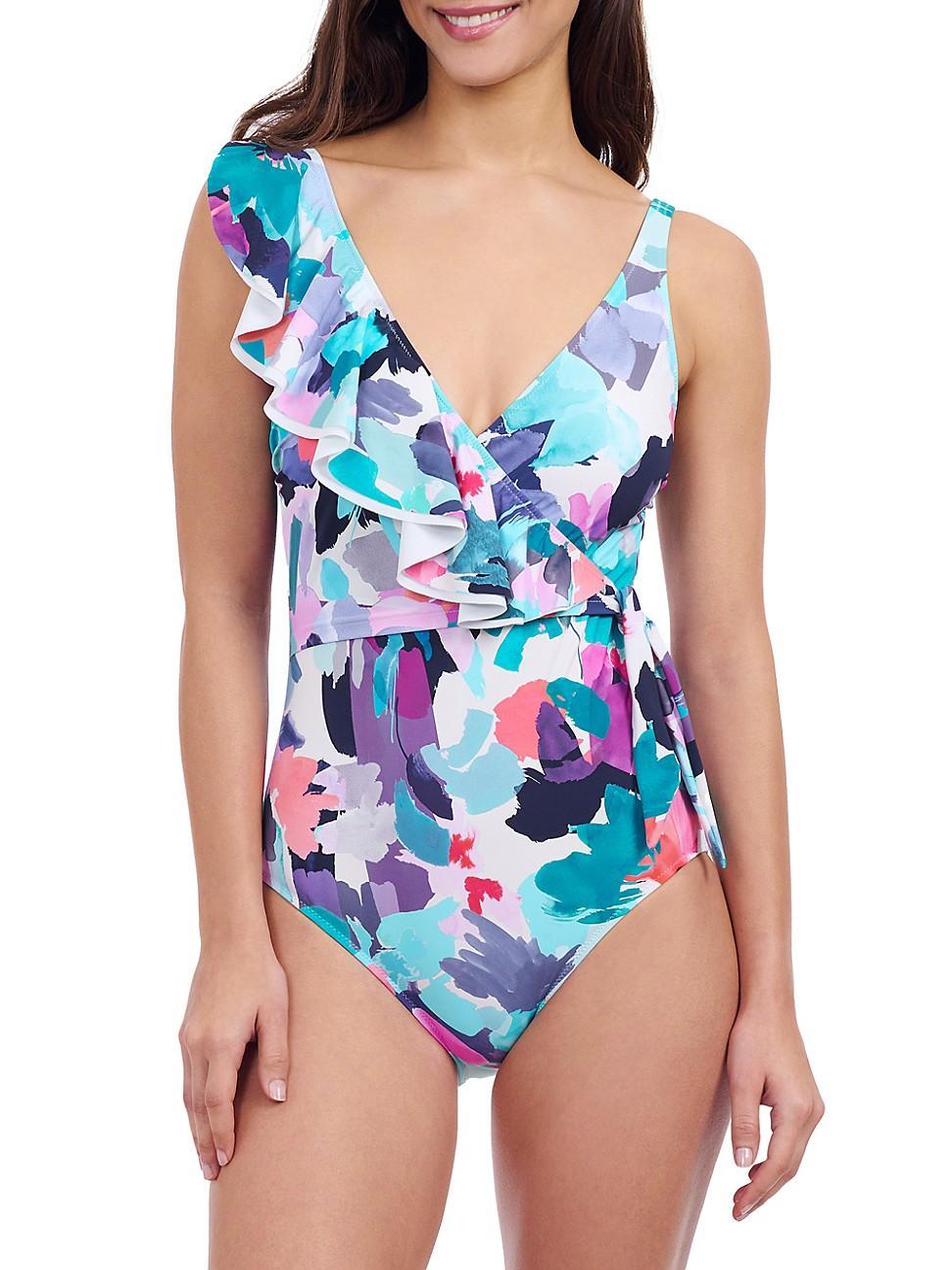 Womens Holi Ruffled Surplice One-Piece Swimsuit Product Image