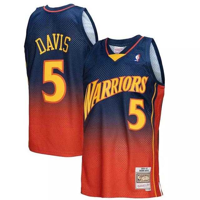 Mens Mitchell & Ness Baron Davis /Orange Golden State Warriors 2006/07 Hardwood Classics Fadeaway Swingman Player Jersey Blue Product Image