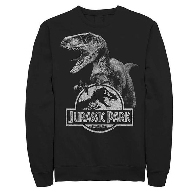 Mens Jurassic Park Velociraptor Holding Logo Graphic Fleece Pullover Product Image