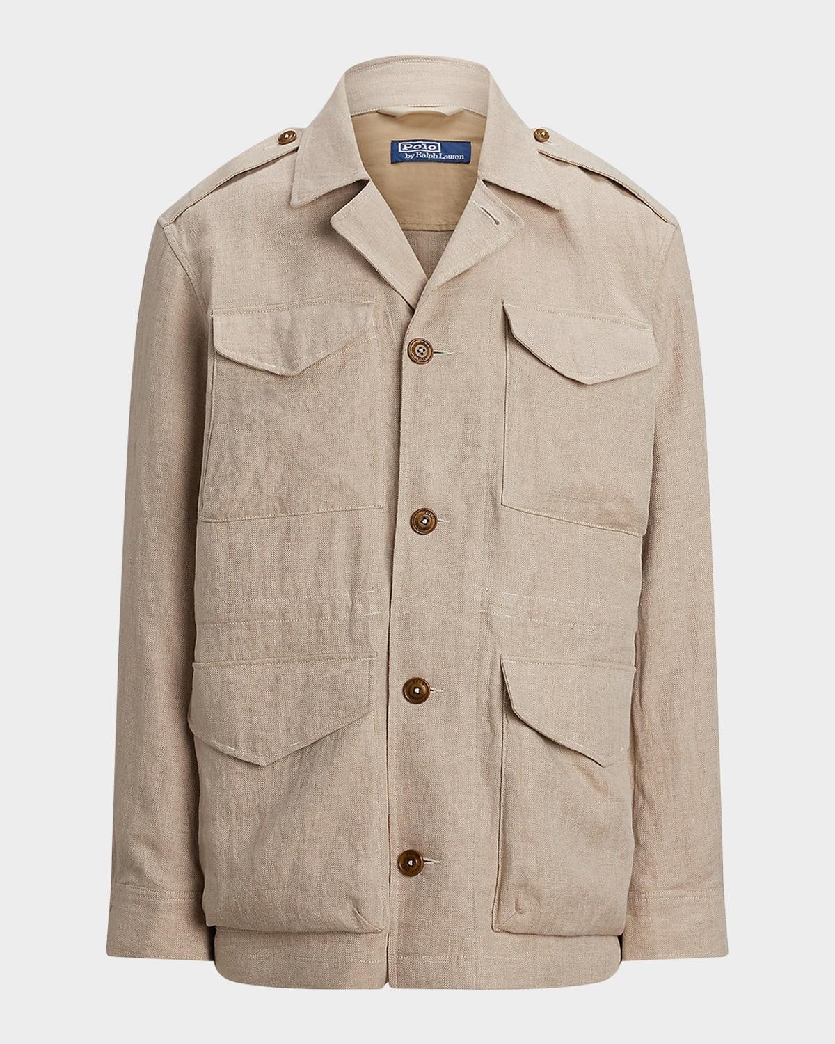 Mens Linen Herringbone Field Jacket Product Image