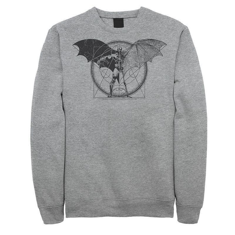 Mens DC Comics Batman Half Skeleton Sketched Poster Sweatshirt Athletic Grey Product Image