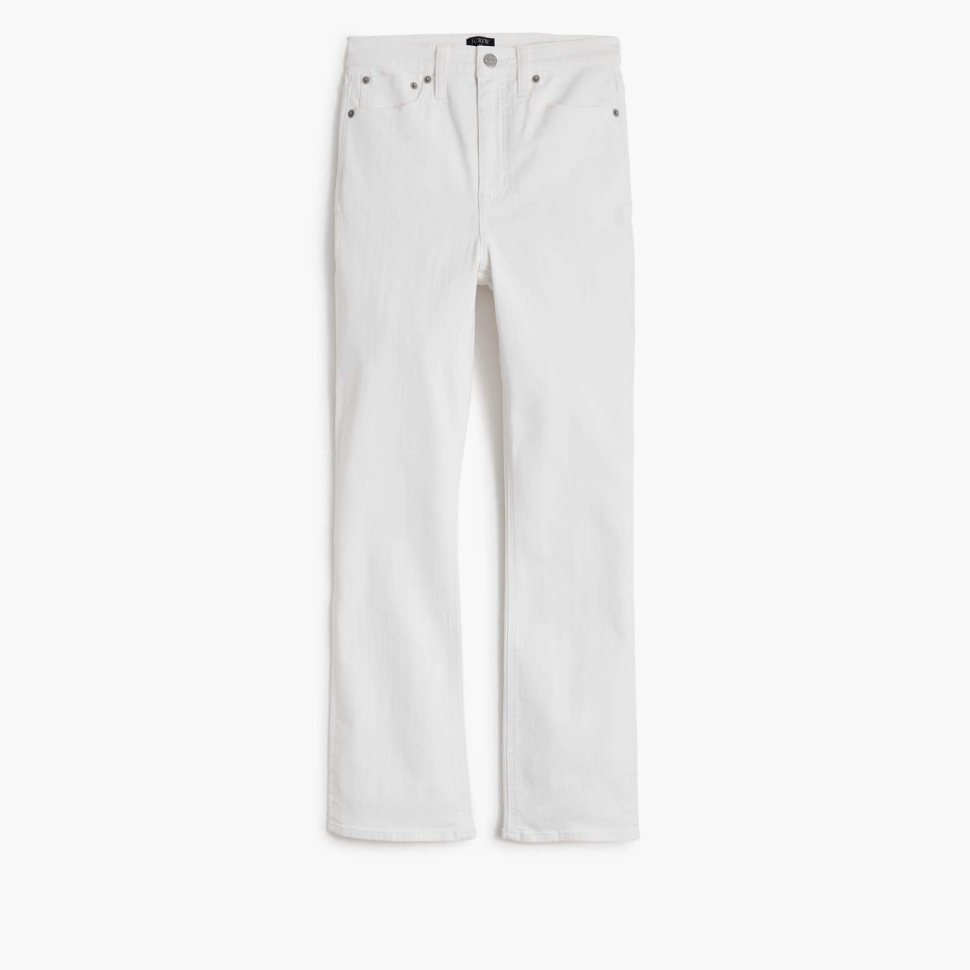 Flare crop high-rise white jean in signature stretch Product Image