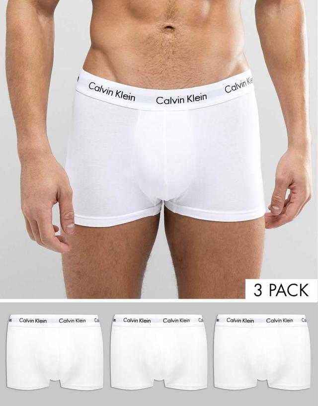 Calvin Klein Cotton Stretch 3 pack low rise boxer briefs in white Product Image