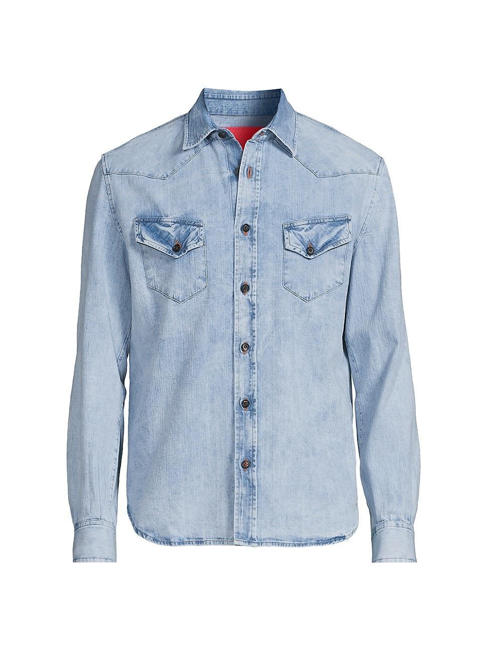 Mens Denim Washed Western Shirt Product Image