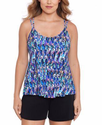 Swim Solutions Womens Printed Pleat Front Tankini Pull On Swim Shorts Created For Macys Product Image