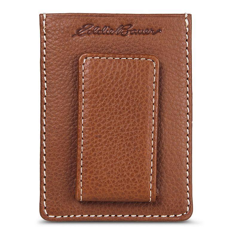 Mens Eddie Bauer Top Stitch Magnetic Leather Card Case Product Image