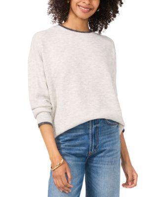 Vince Camuto Womens Tipped Crewneck Sweater Product Image