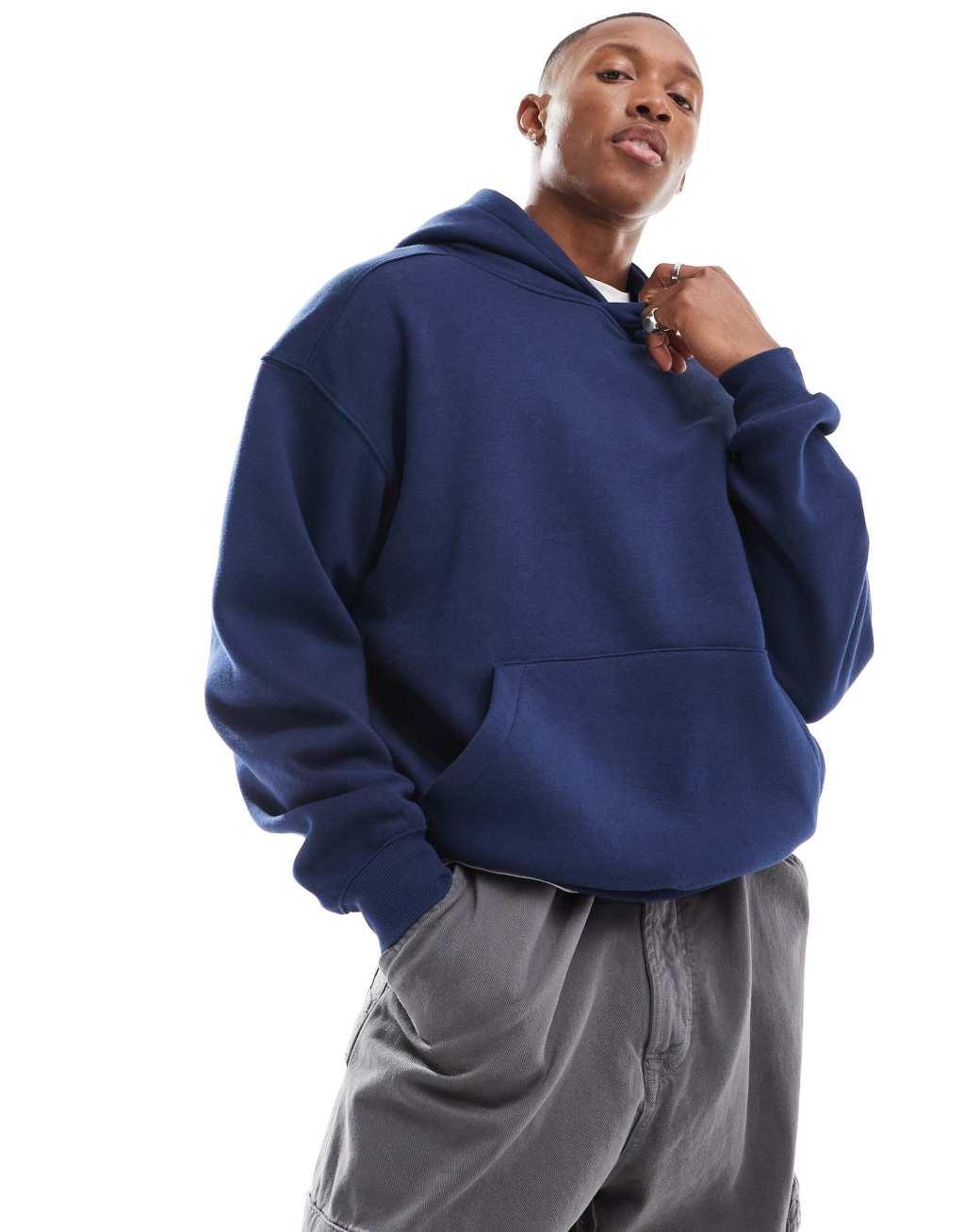 Cotton On boxy fit pullover hoodie in indigo Product Image