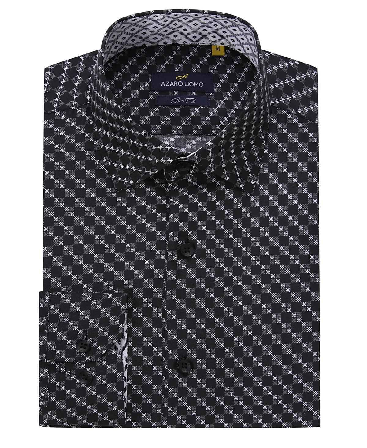 Men's Business Geometric Long Sleeve Button Down Shirt Product Image