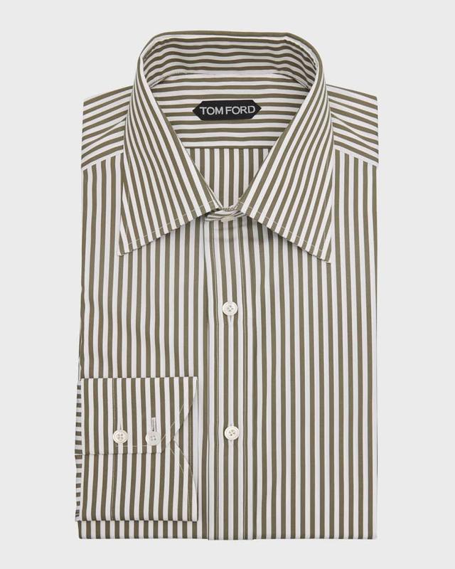 Men's Cotton Baton Stripe Slim-Fit Dress Shirt Product Image