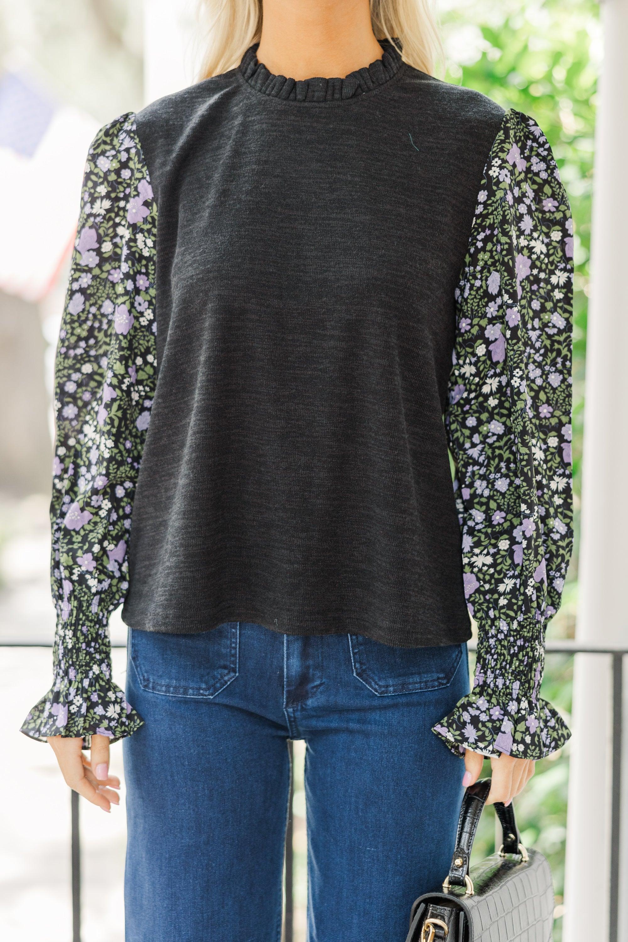 Feeling So Happy Black Floral Blouse Female Product Image