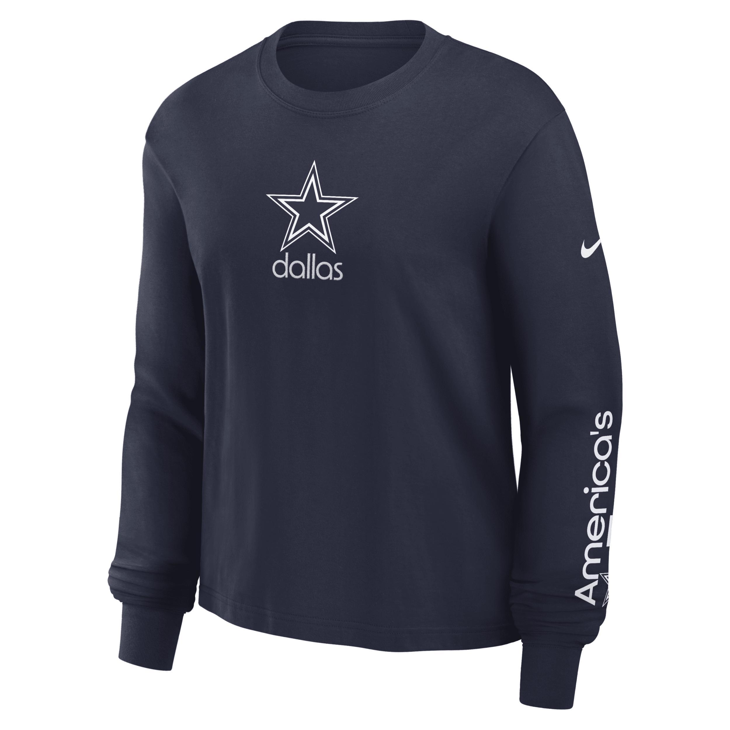 Womens Nike Dallas Cowboys Boxy Long Sleeve T-Shirt Blue Product Image