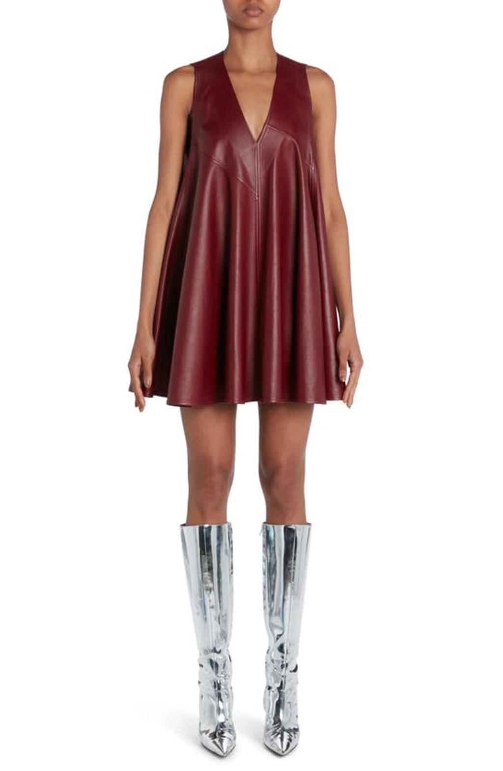 Oversized Leather Dress In Red Product Image