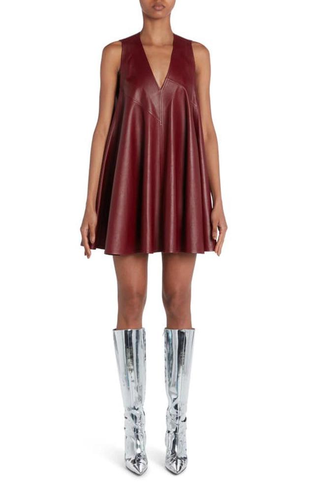 Oversized Leather Dress In Red Product Image