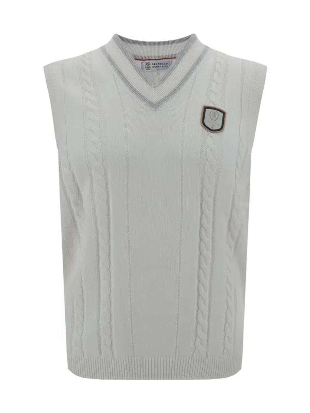 BRUNELLO CUCINELLI Cable-knit Sweater Vest In White Product Image