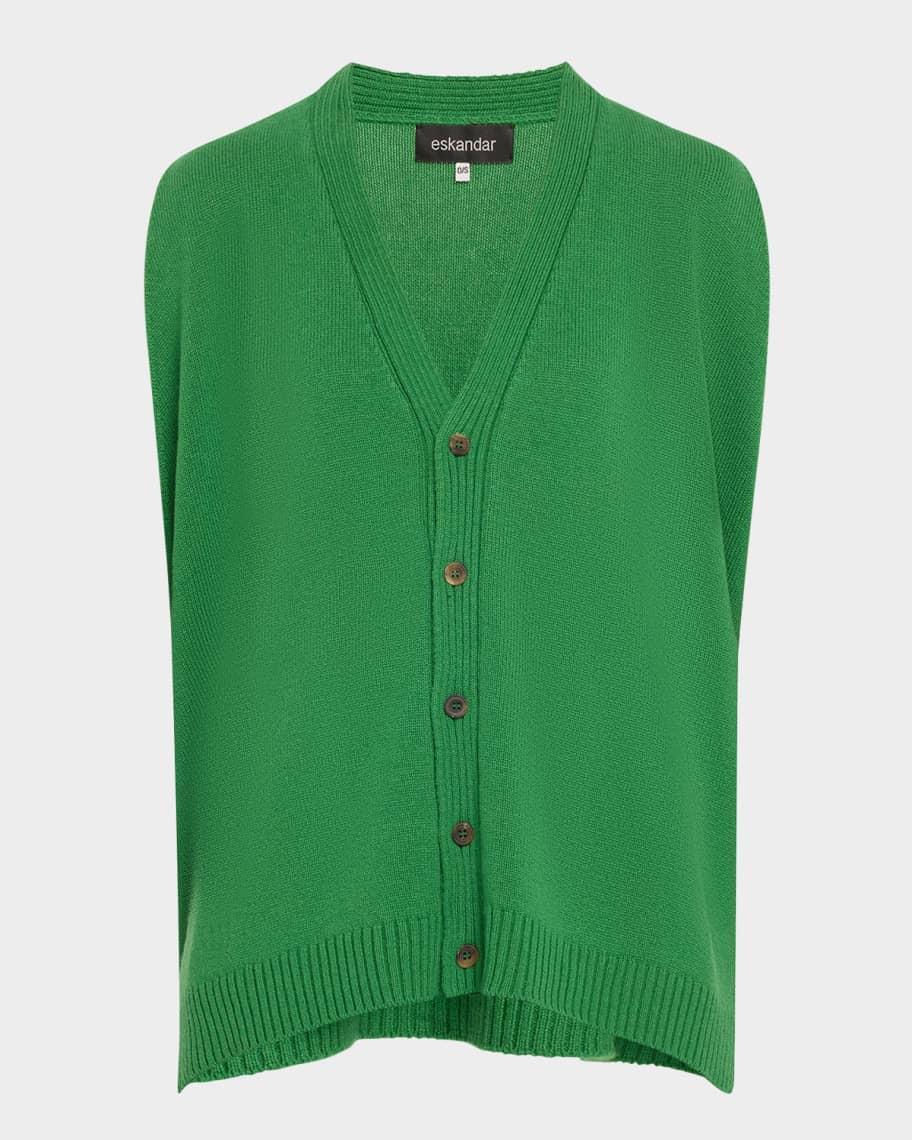 A-Line Sleeveless V-Neck Cashmere Cardigan (Mid Plus Length) Product Image