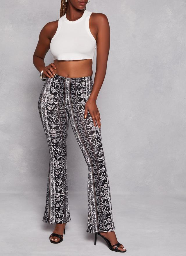 Womens Paisley Border Print High Waist Flare Pants Product Image