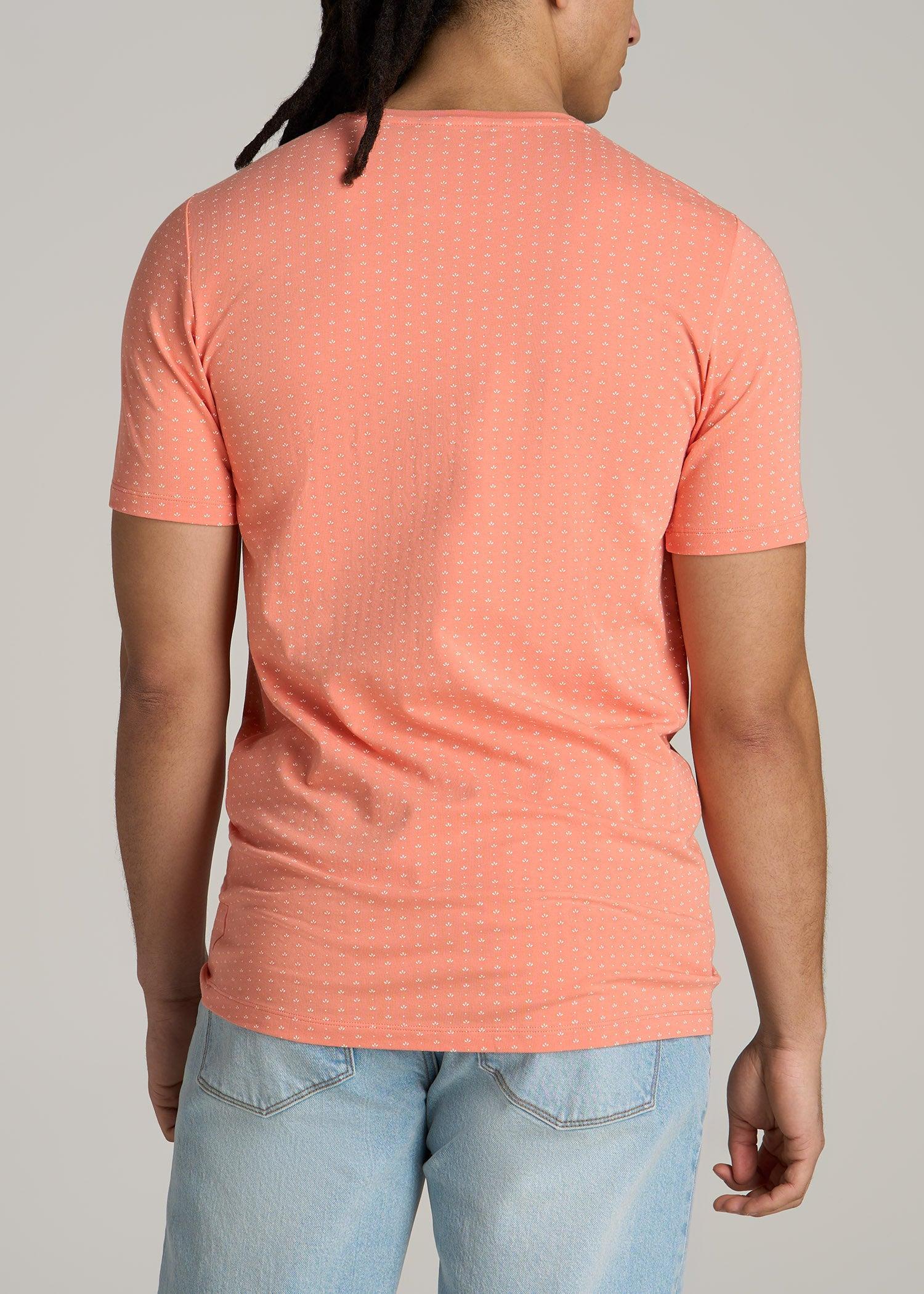 Stretch Pima Cotton Printed Tee for Tall Men in Apricot Mini Floral Male Product Image