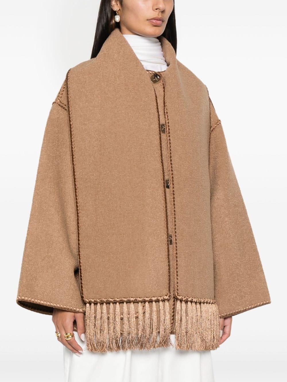 TOTÊME Whipstitch-trim Scarf Jacket In Brown Product Image