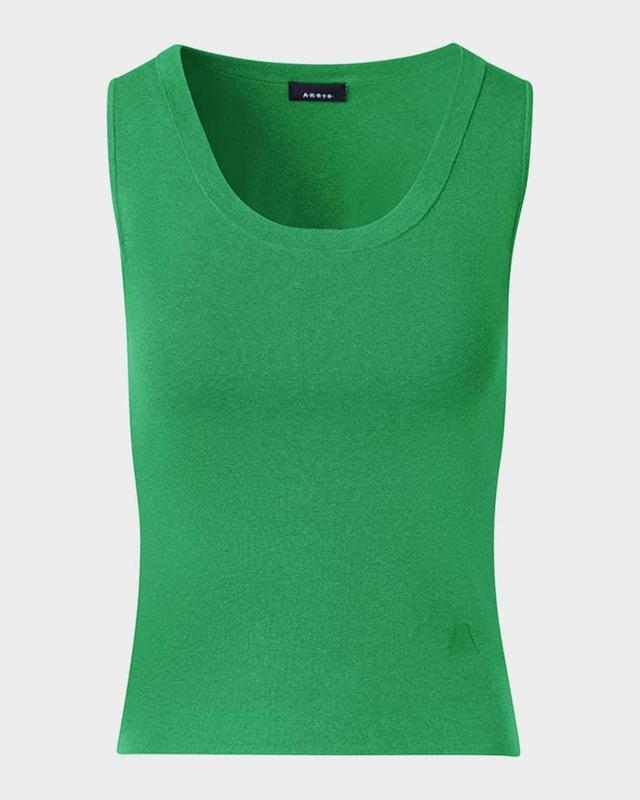 Scoop-Neck Fitted Rib Knit Tank Top Product Image