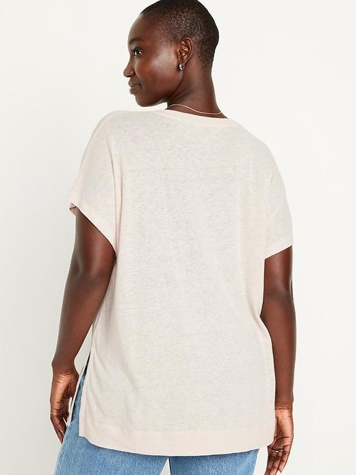 Oversized Linen-Blend Tunic T-Shirt Product Image