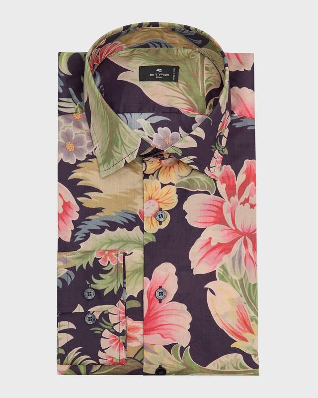 Men's Floral Print Dress Shirt Product Image