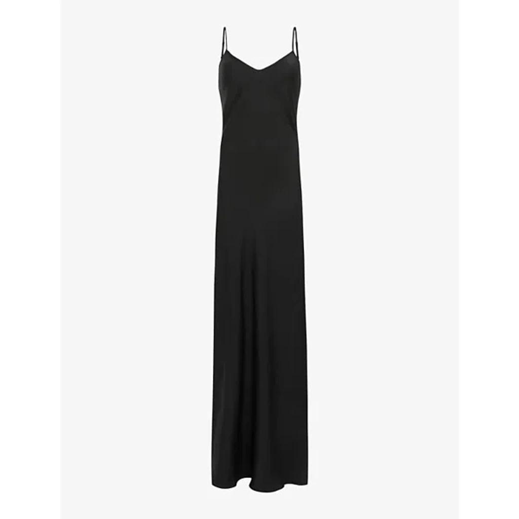 ALLSAINTS Womens  Bryony V-neck Recycled-polyester Maxi Dress In Black Product Image