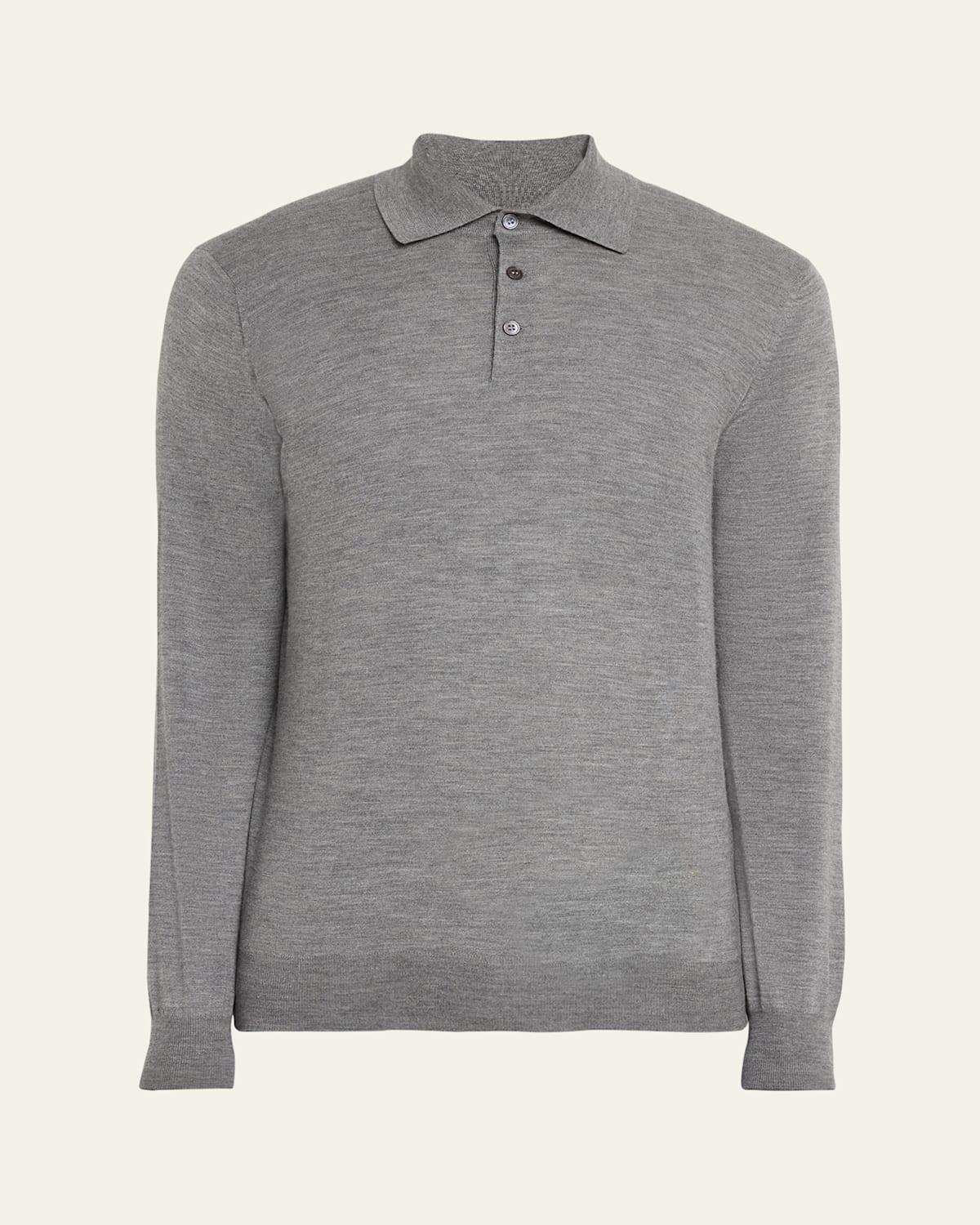 Mens Fine-Gauge Wool-Cashmere Polo Shirt Product Image