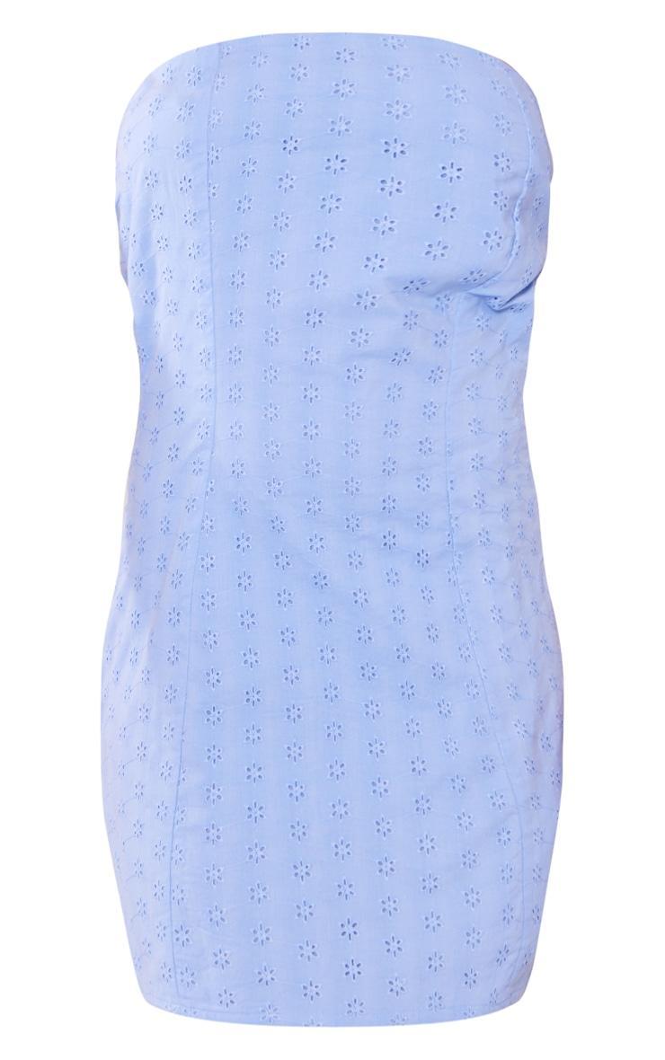 Blue Broderie Anglaise Bandeau Bodycon Dress Product Image