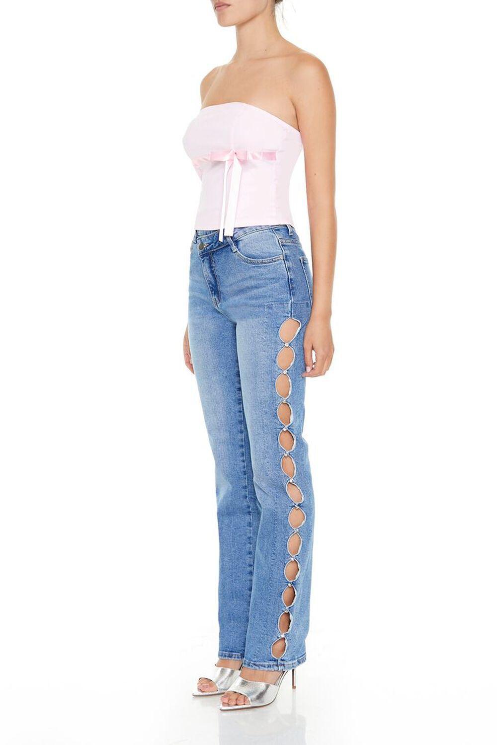 Rhinestone Cutout Straight Jeans | Forever 21 Product Image