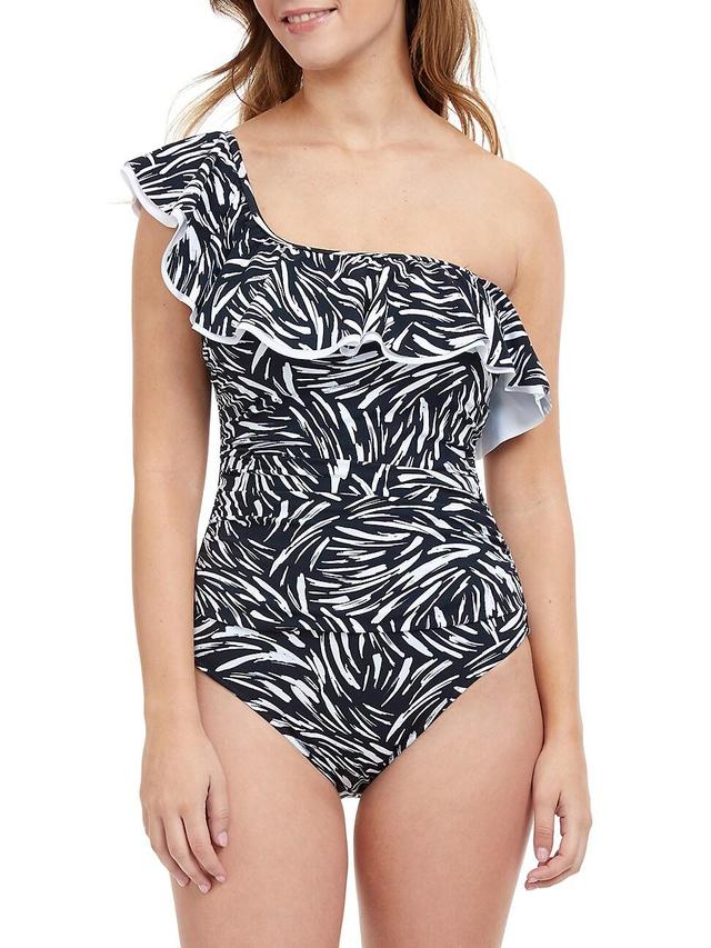 Womens Black Swan One-Piece Swimsuit Product Image