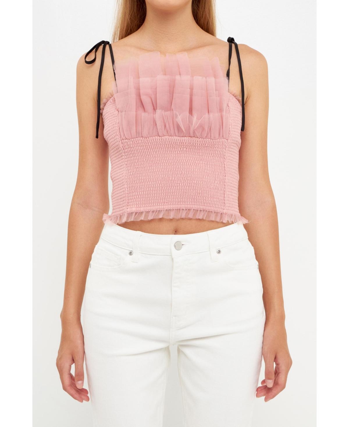 Endless Rose Tulle Crop Tank Top Product Image