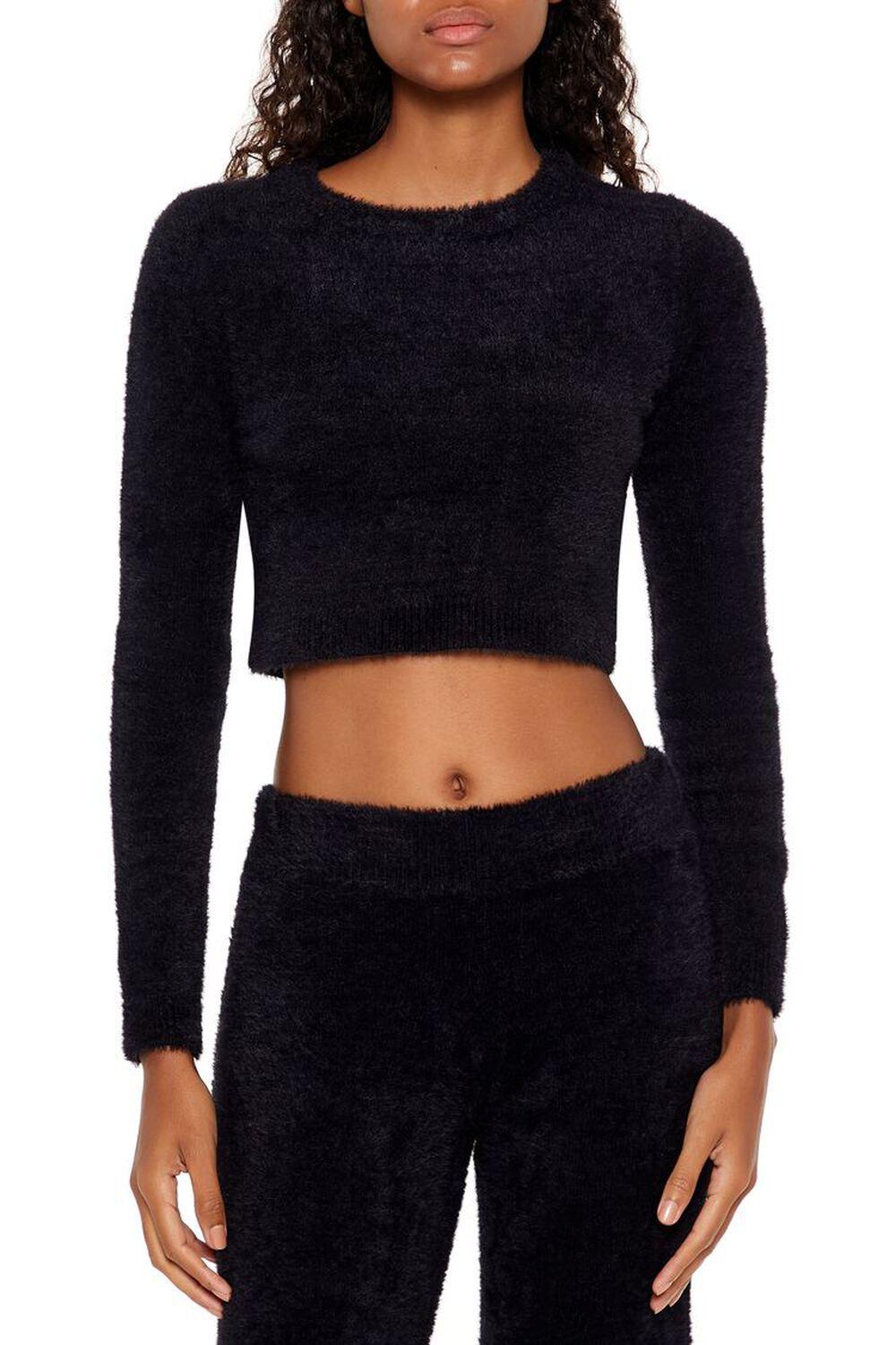 Fuzzy Knit Cropped Sweater | Forever 21 Product Image