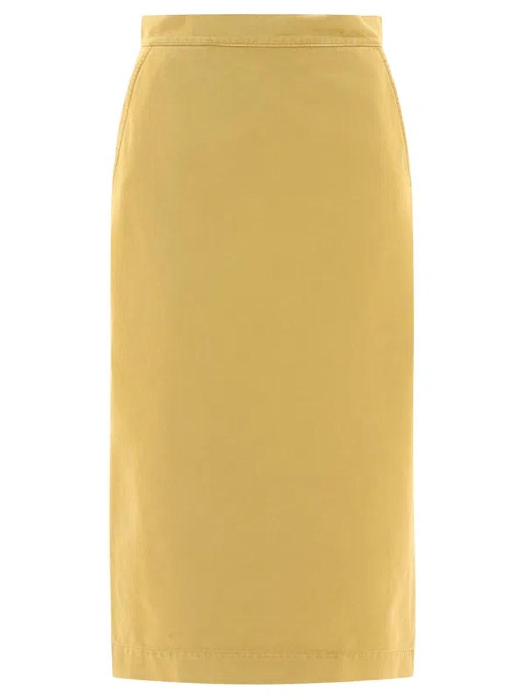 Straight Gabardine Skirt Clothing In Yellow & Orange product image