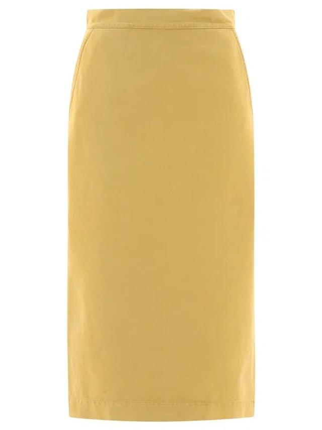 Straight Gabardine Skirt Clothing In Yellow & Orange Product Image