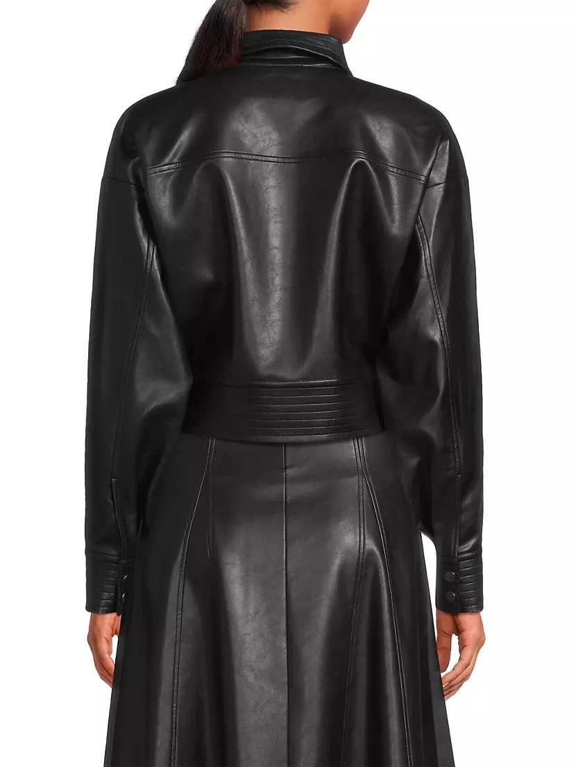 Faux-Leather Cropped Moto Jacket Product Image