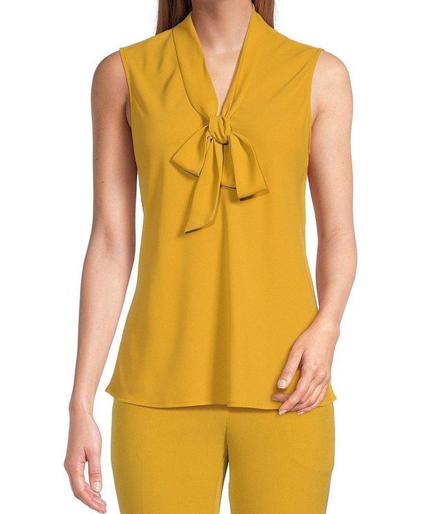 Kasper Petite Tie Front Neck Sleeveless Blouse Product Image