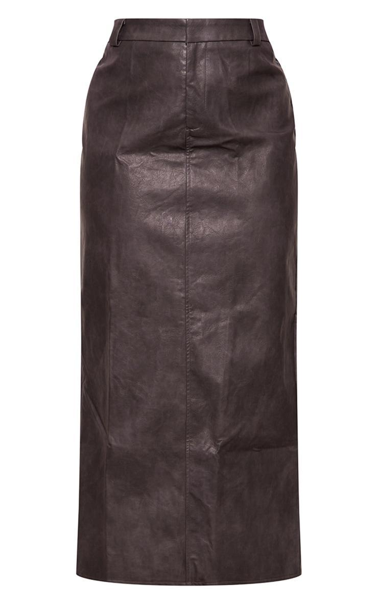 Plus Washed Black Faux Leather Maxi Skirt Product Image