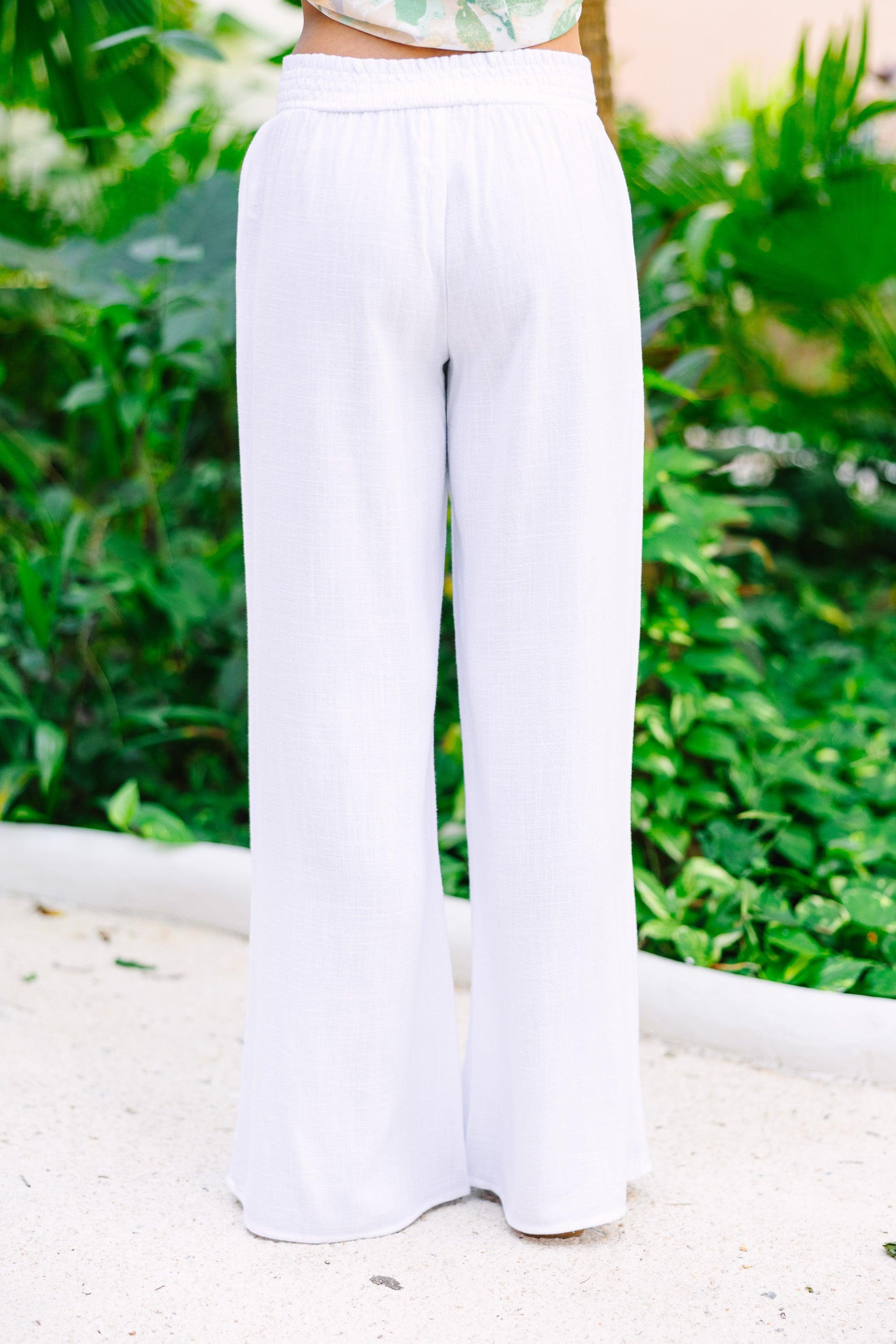 Can't Stop Off White Linen Pants Female Product Image