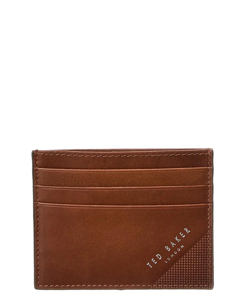 Rifle Embossed Corner Leather Card Holder In Brown Product Image