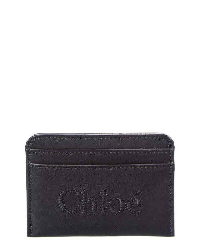 Chloe Sense Leather Card Holder In Black Product Image