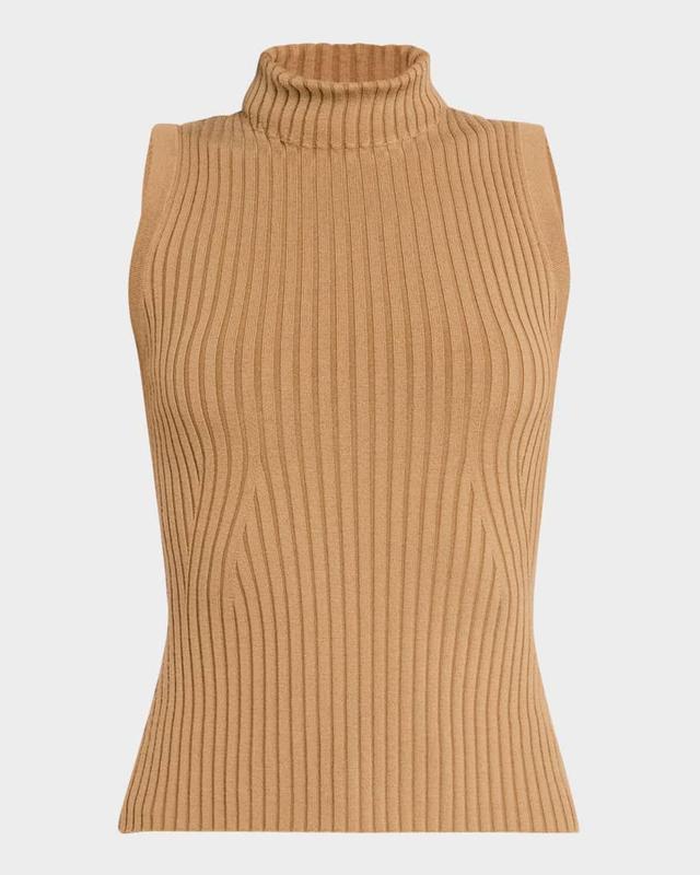 Sleeveless Ribbed Turtleneck Sweater Product Image