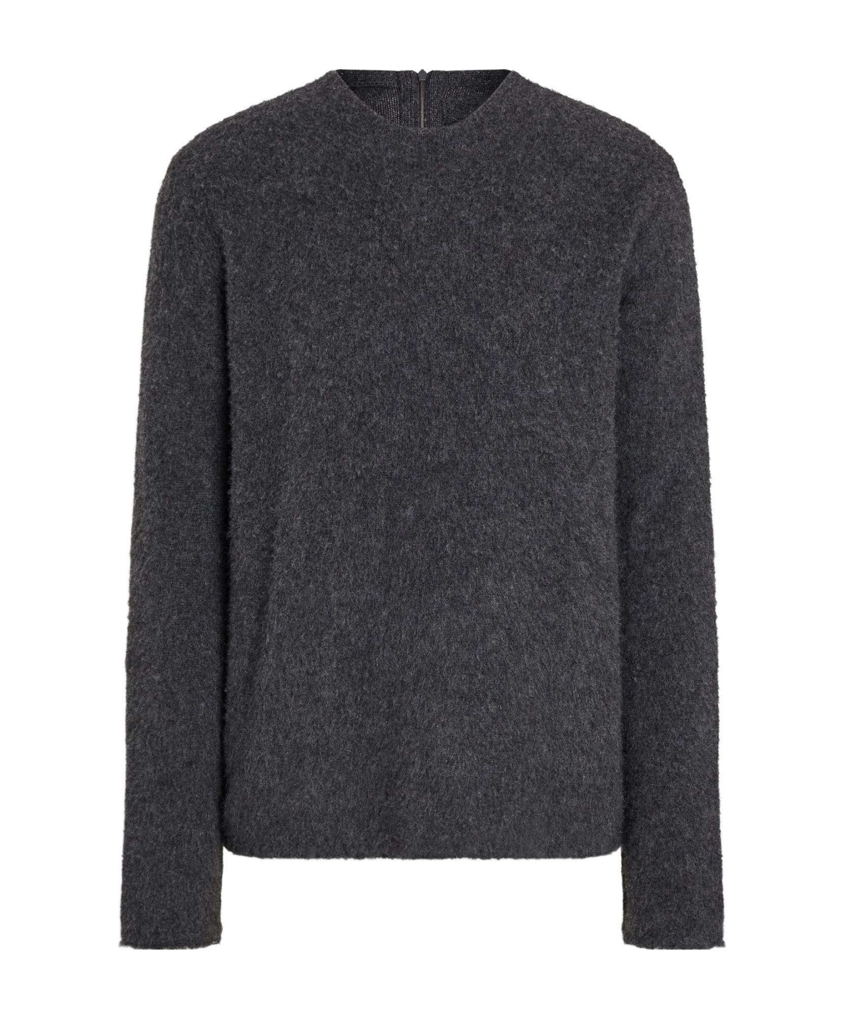 ZEGNA Dark Grey Mélange Oasi Cashmere Crewneck In Gris Foncé Chiné Product Image