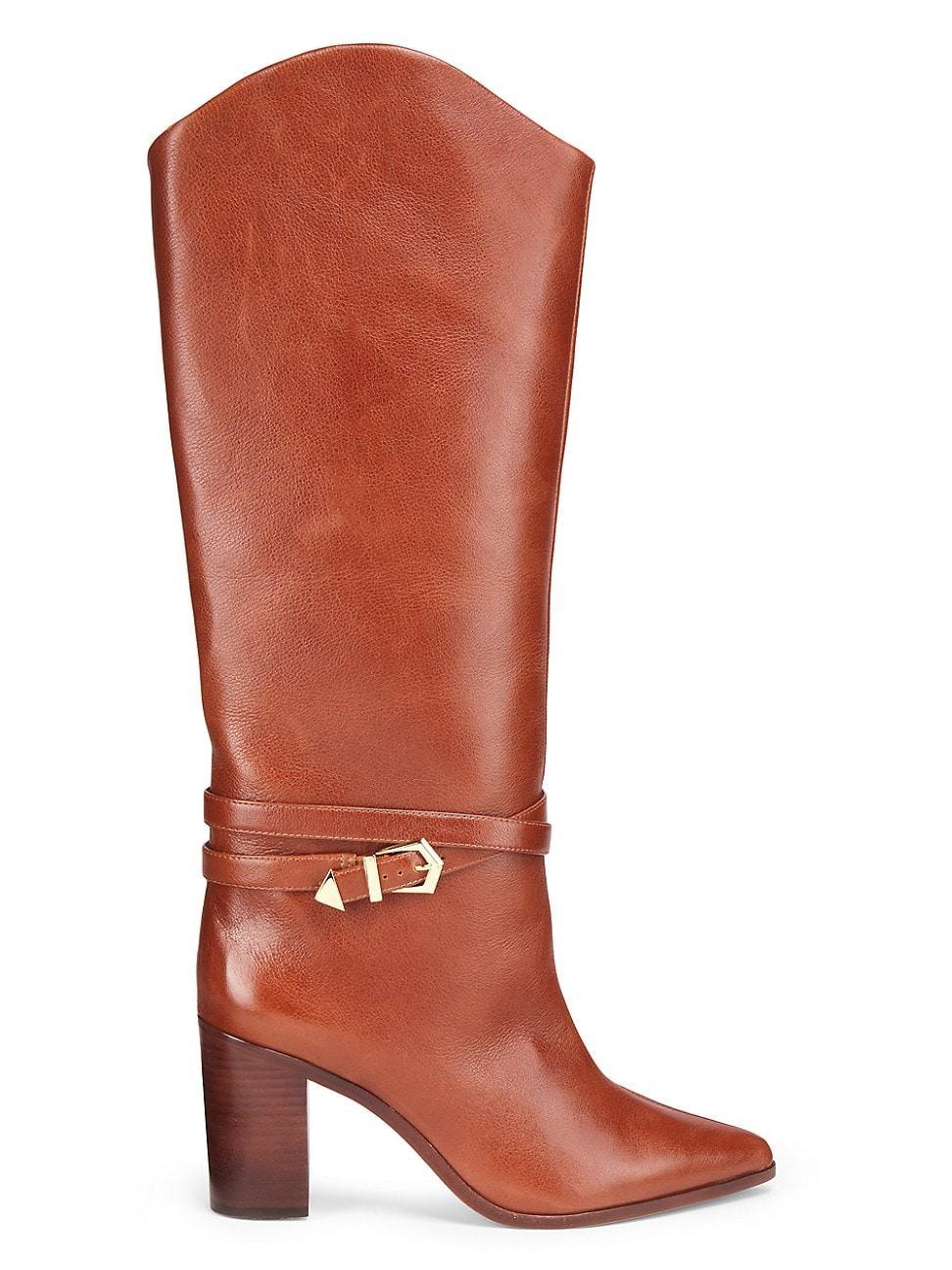 Womens Maryana 90MM Buckle-Detailed Leather Boots Product Image