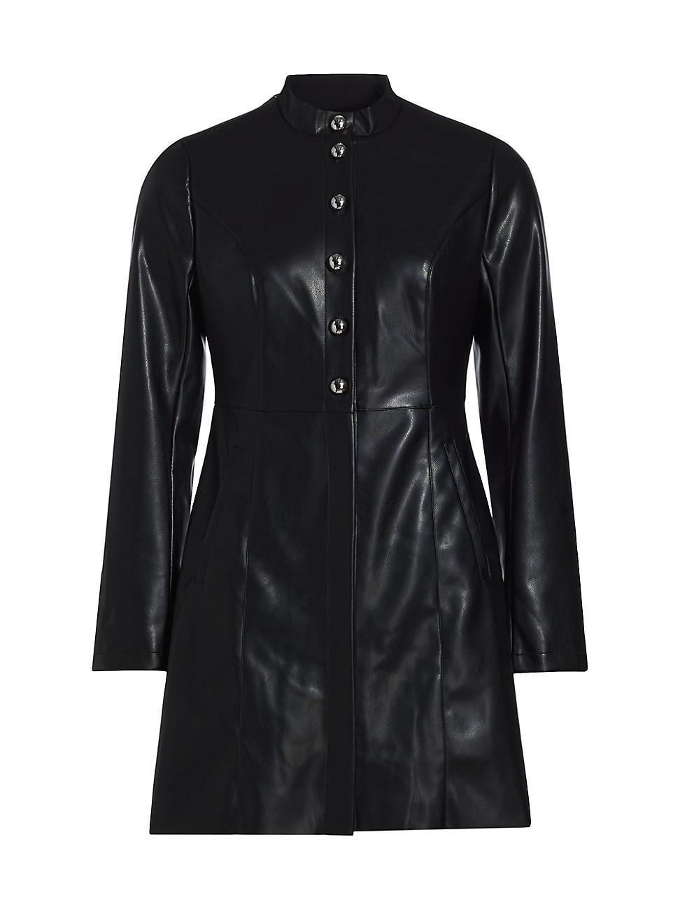 Womens Faux-Leather Mini Shirtdress Product Image