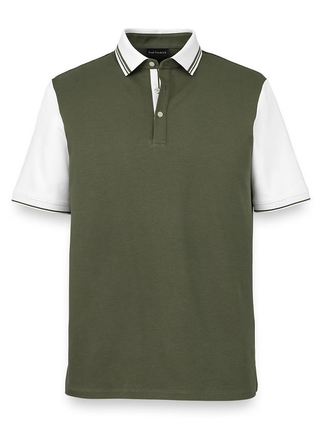 Cotton Three Button Polo - Olive Product Image