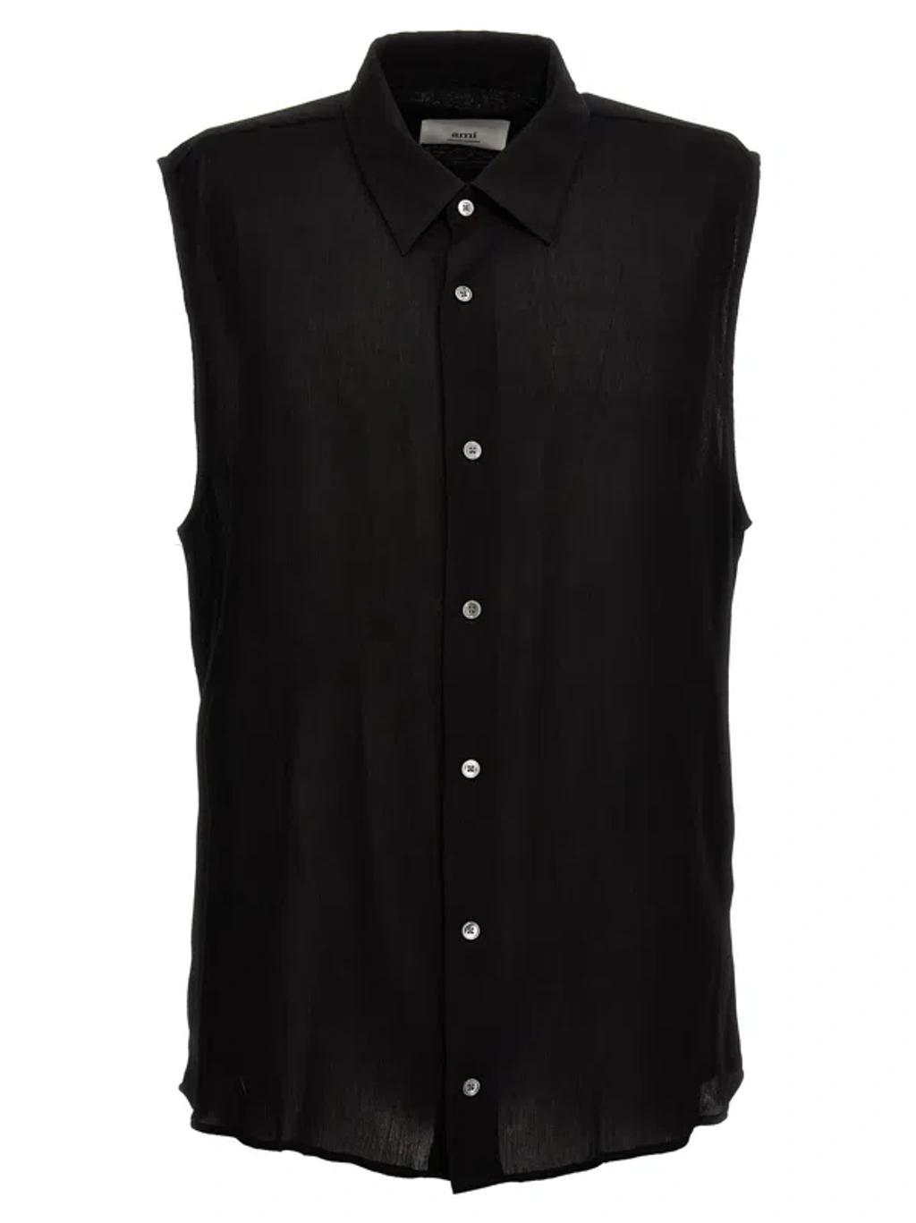 Ami Paris Sleeveless Shirt In Black Product Image