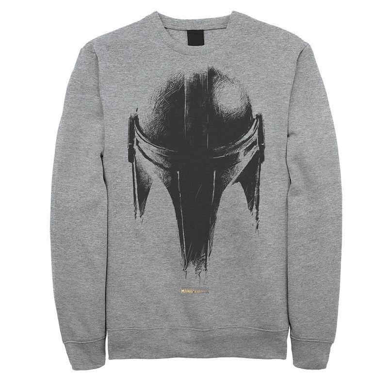 Mens Star Wars The Mandalorian Metallic Helmet Sweatshirt Athletic Grey Product Image