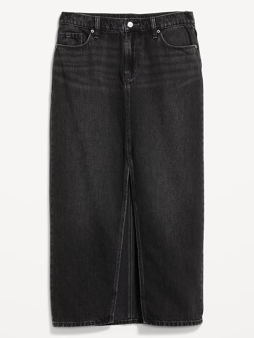 Mid-Rise Jean Maxi Skirt Product Image